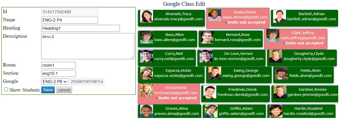 Google Class Create from SIS roster data